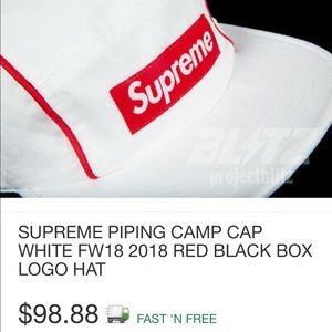 Supreme Piping Camp Cap White Red